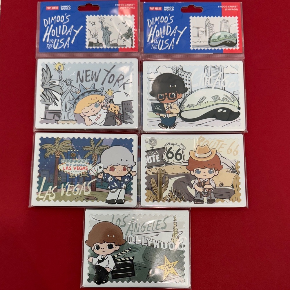 Pop Mart Dimoo's Holiday in the USA Set of Magnets Brand New